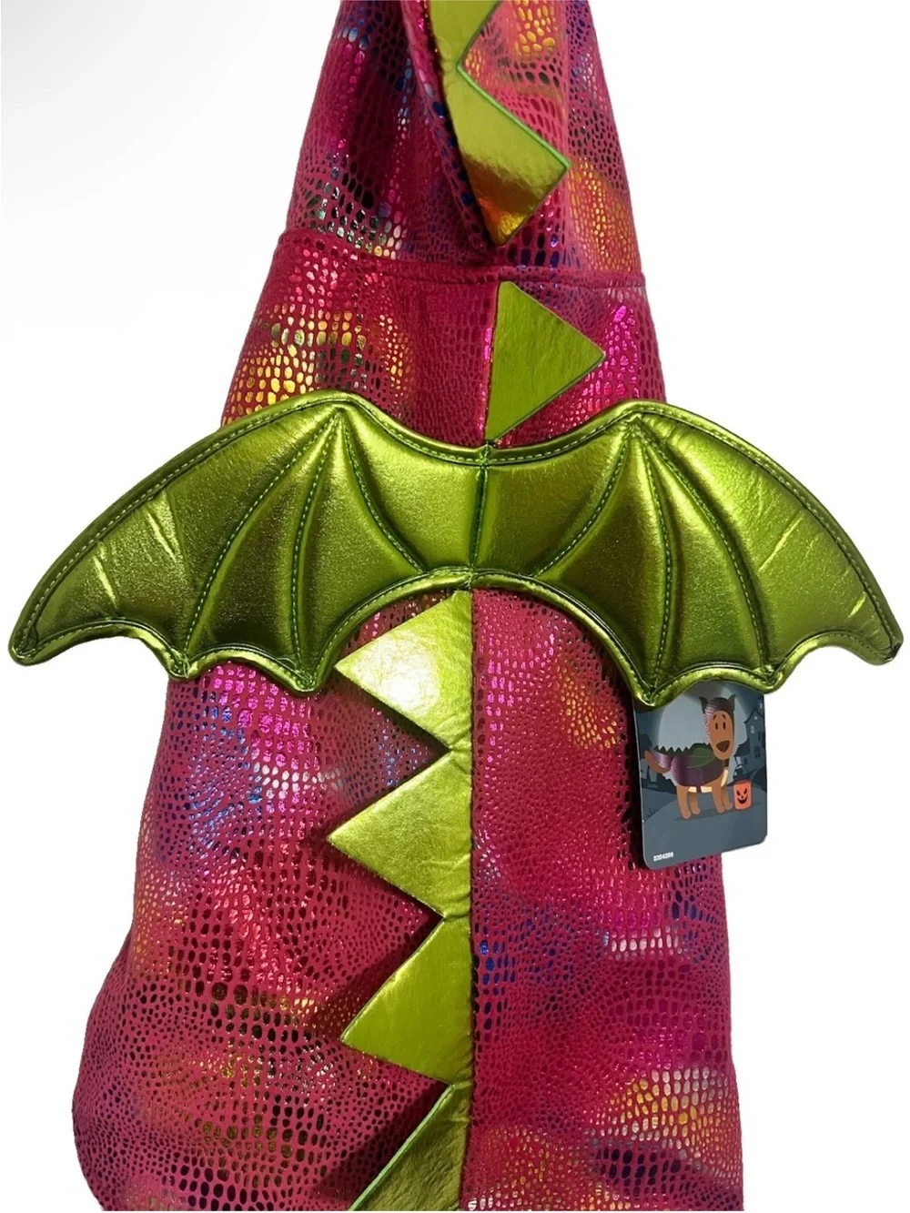 Red Dragon Pet Costume with Wings & Dorsal Spikes Metallic & Iridescent